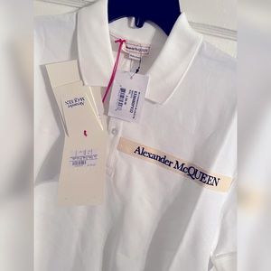 Alexander McQueen Knit logo-taping cotton polo shirt Sz XXL